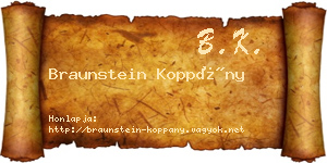 Braunstein Koppány névjegykártya